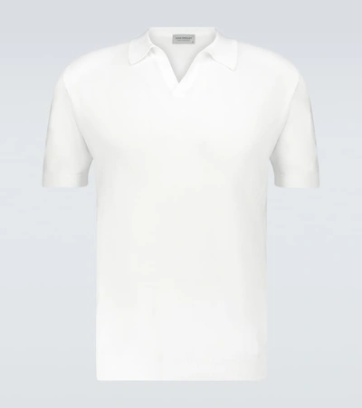 Shop John Smedley Noah Knitted Cotton Polo Shirt In White