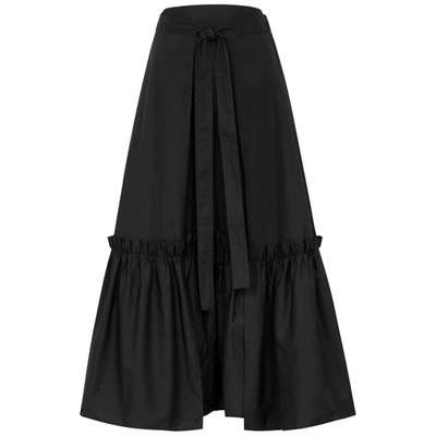 Shop Rosetta Getty Black Poplin Wrap Skirt
