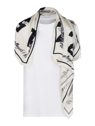Maesta Milano  White silk shirt with scarf and ribbon