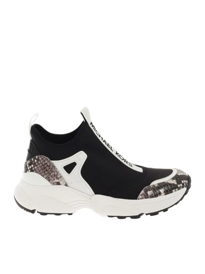 Shop Michael Kors Willow Slip On Sneakers In Black And White