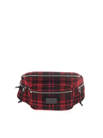 Shop Saint Laurent Nuxx Tartan Belt Bag In Red And Black