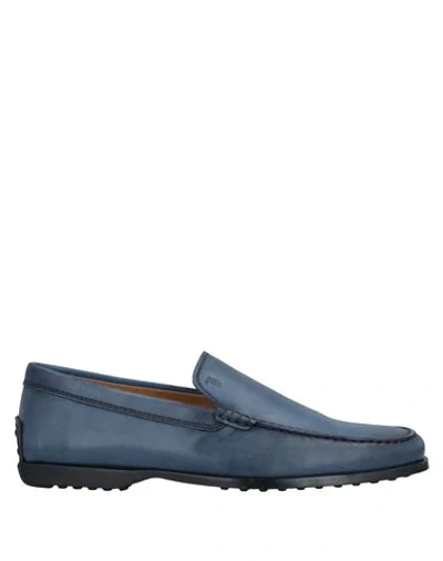 Shop Tod's Man Loafers Slate Blue Size 7 Soft Leather