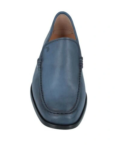 Shop Tod's Man Loafers Slate Blue Size 7 Soft Leather