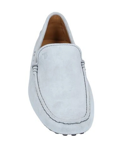 Shop Tod's Man Loafers Light Grey Size 9.5 Soft Leather