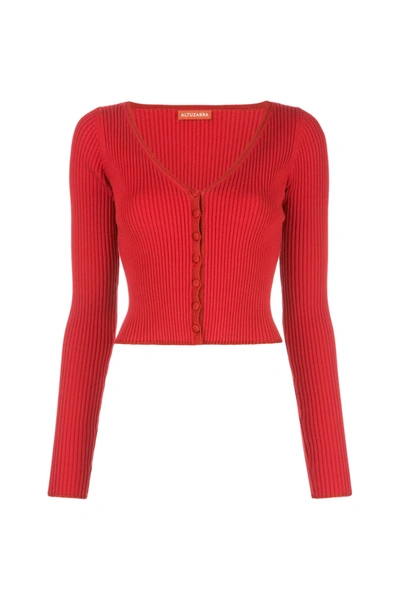 Shop Altuzarra 'eva' Knit Cardigan In Red