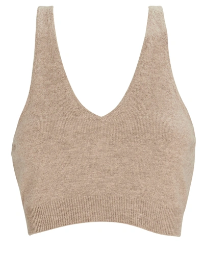 Shop Frame Recycled Cashmere Cropped Tank Top In Beige