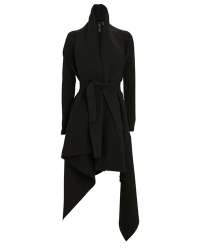 Shop Norma Kamali Uneven Blanket Wrap Coat In Black