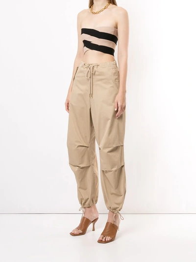 Shop Dion Lee Oversized Drawstring Trousers In Brown