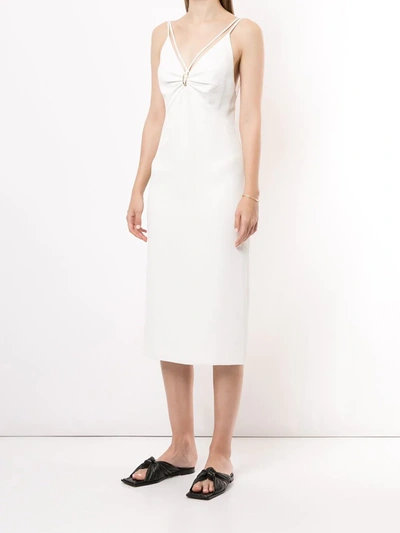 Shop Dion Lee Double-strap Bodycon Midi Dress In White