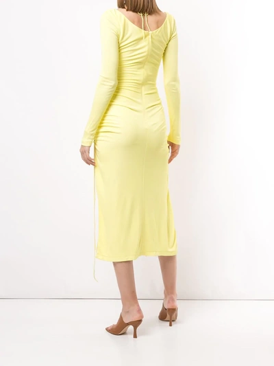 Shop Dion Lee Side-slit Detail Midi Silk Dress In Yellow