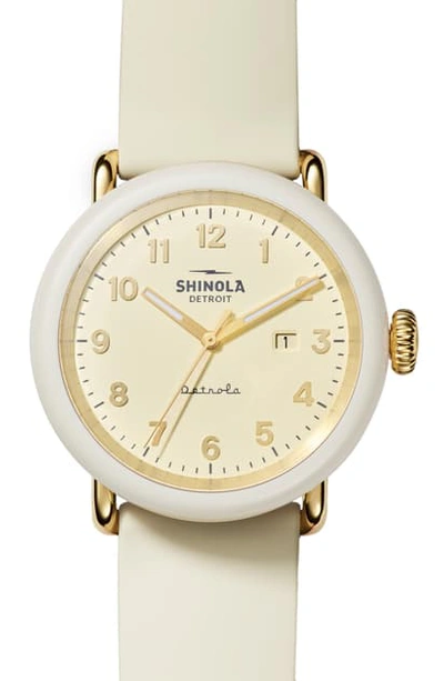 Shop Shinola Detrola Silicone Strap Watch, 43mm In Gold