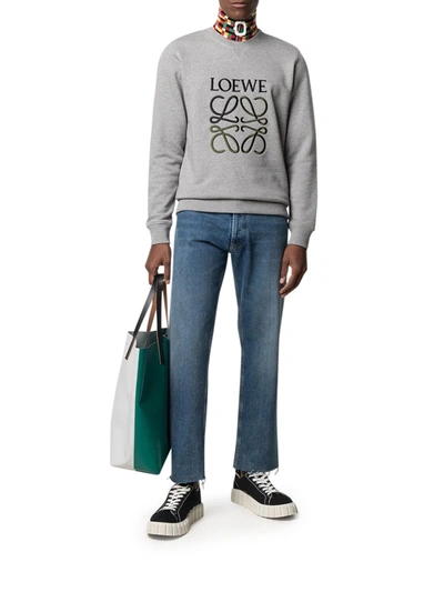 Shop Loewe Anagram-embroidered Sweatshirt In Grey