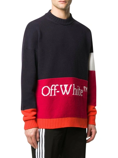 Shop Off-white Block-panel Knitted Jumper In Blue