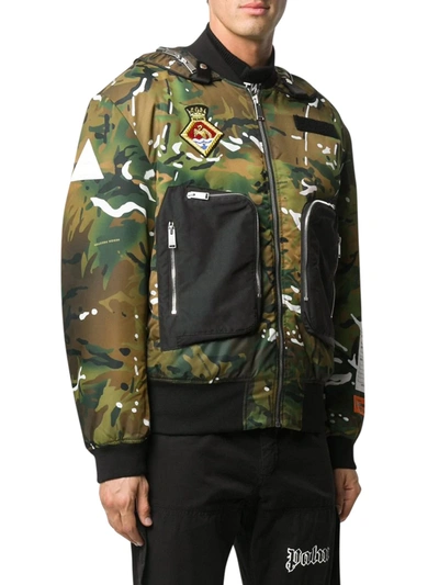 Shop Heron Preston Camouflage-print Bomber Jacket In Multicolour