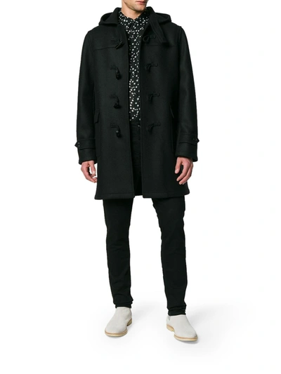 Shop Saint Laurent Classic Duffle Coat In Black