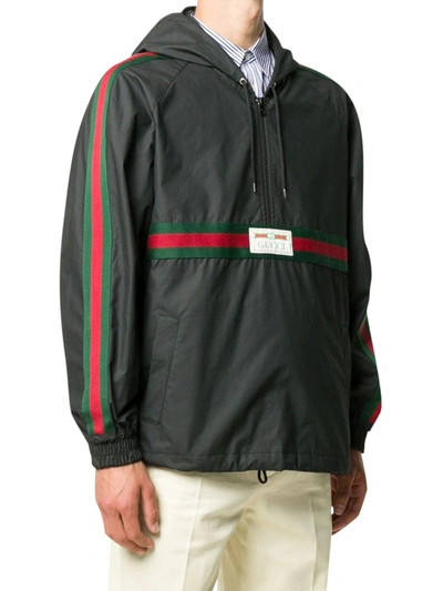 Shop Gucci Coated Cotton Windbreaker With  Label In Black