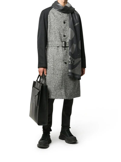 Shop Alexander Mcqueen Contrast-sleeve Single-breasted Coat In Black