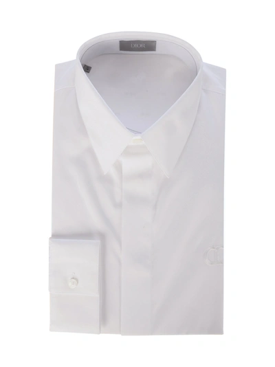 Shop Dior Cotton Shirt With Logo In White