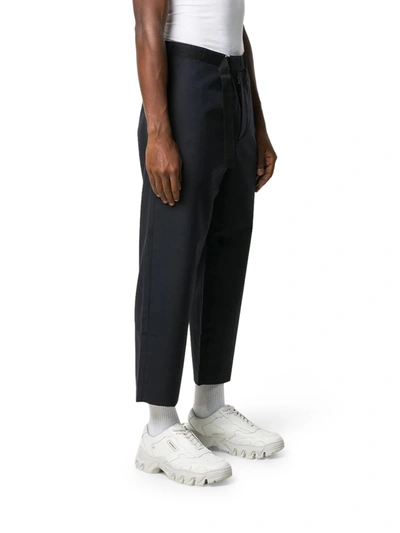 Shop Oamc Cropped Trousers In Blue
