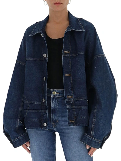 Shop Balenciaga Denim Jacket In Inverted Denim In Blue