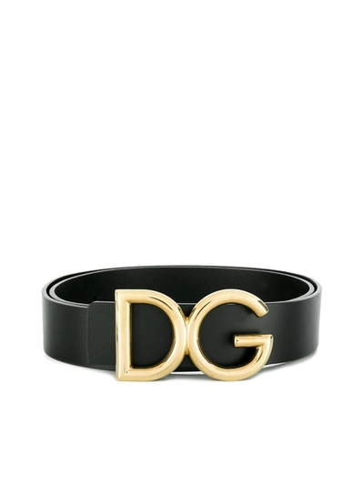 Shop Dolce & Gabbana Dg Logo-plaque Belt In Black