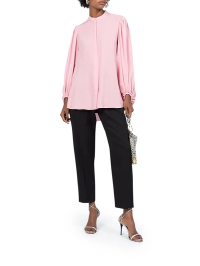 Shop Alexander Mcqueen Draped Sleeves Buttoned Blouse In Pink & Purple