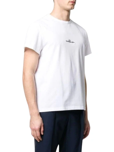 Shop Maison Margiela Embroidered Upside-down Logo T-shirt In White