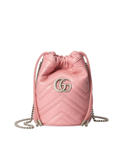 Shop Gucci Gg Marmont Mini Bucket Bag In Pink & Purple