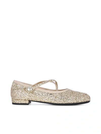 Shop Miu Miu Glitter Ballerina Shoes In Metallic