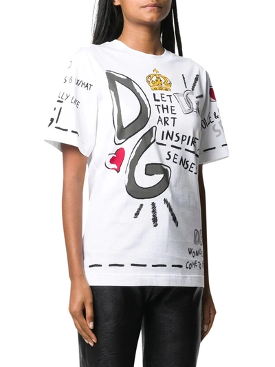 Shop Dolce & Gabbana Graphic-print Short-sleeve T-shirt In White