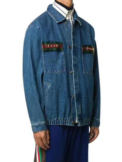 Shop Gucci Jacket In Denim In Blue