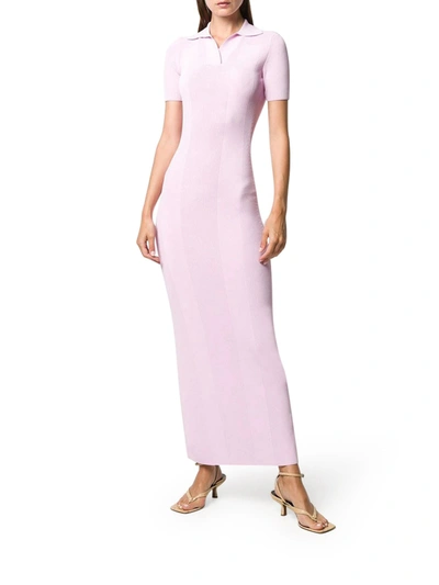 Shop Jacquemus La Robe Maille Polo Long Dress In Pink & Purple