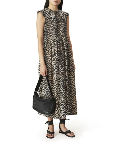 Shop Ganni Leopard Print Dress In Multicolour