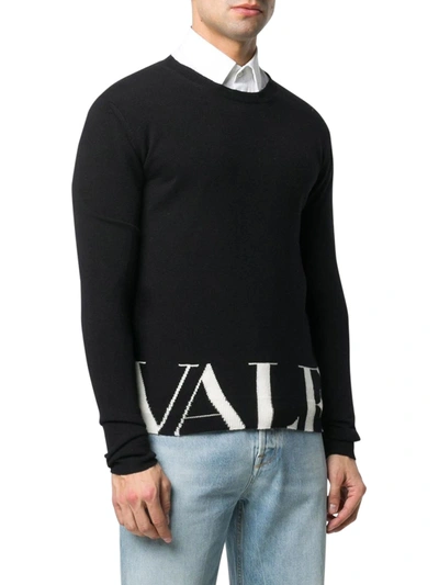 Shop Valentino Logo Knit Jumper In Black