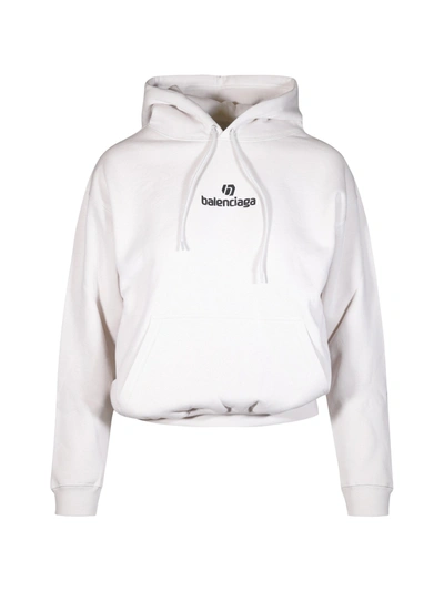 Shop Balenciaga Logo Sweatshirt In White