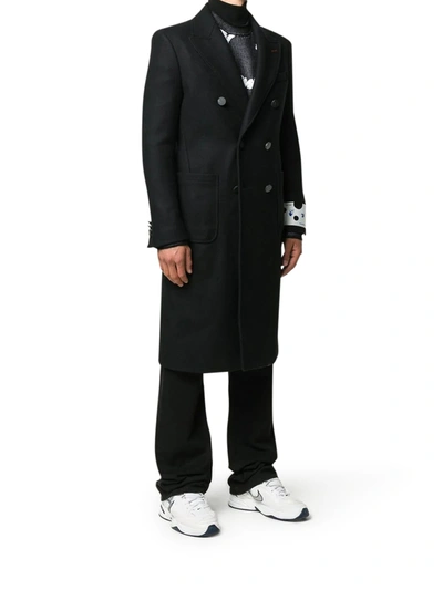 Shop Off-white Long Coat With Logo In Black