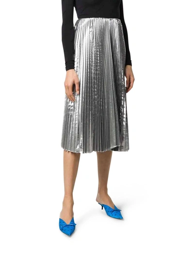 Shop Balenciaga Metallic Pleated Skirt