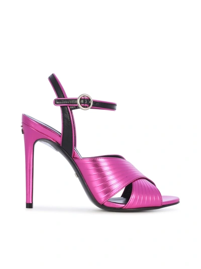 Shop Gucci Metallic-finish Cross-strap 104mm Sandals