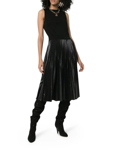 Shop Givenchy Midi Pleated Dress In Black