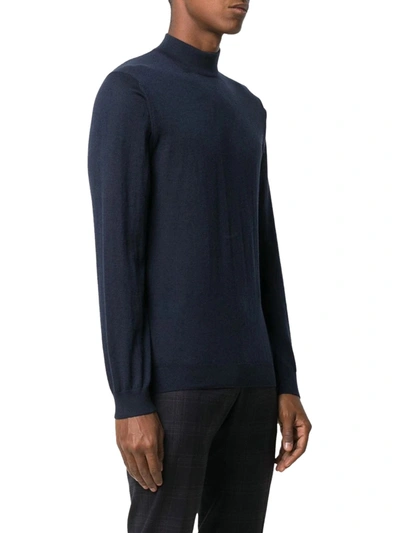 Shop Malo Mock Neck Jumper In Blue