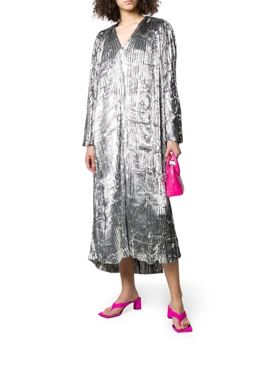 Shop Balenciaga Pleated Metallic Dress
