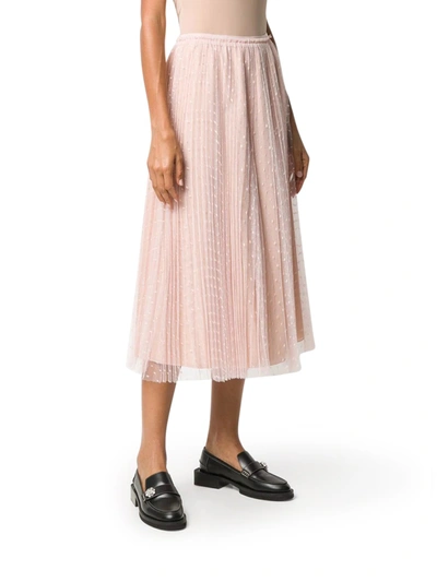 Shop Red Valentino Pleated Tulle Midi Skirt In Nude & Neutrals