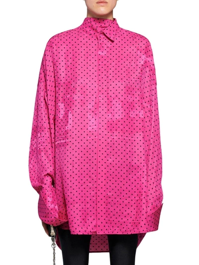 Shop Balenciaga Polka Dot Shirt In Pink & Purple