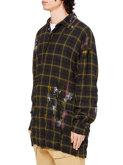 Shop Palm Angels Round Logo Check Shirt In Green
