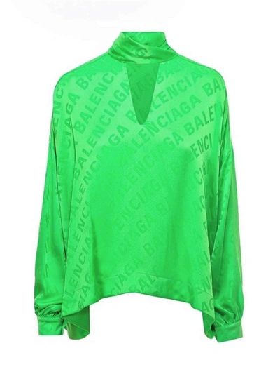 Shop Balenciaga Silk Shirt In Green
