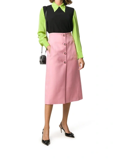 Shop Prada Skirt With Buttons In Pink & Purple