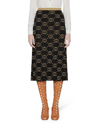 Shop Gucci Skirt With Gg Pattern In Black