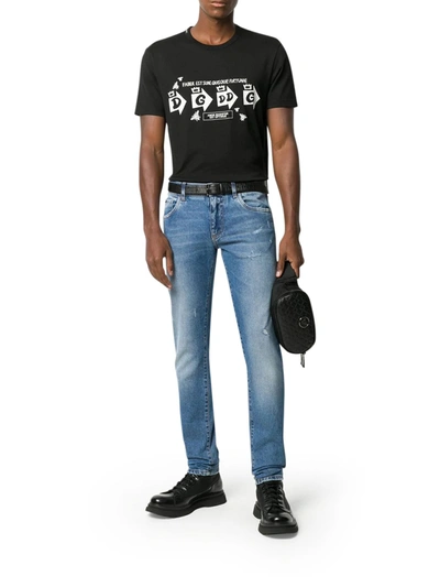 Shop Dolce & Gabbana Slim Jeans With Washed Effect In White