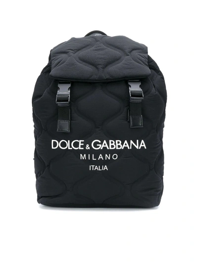 Shop Dolce & Gabbana Wave-quilted Backpack In Black