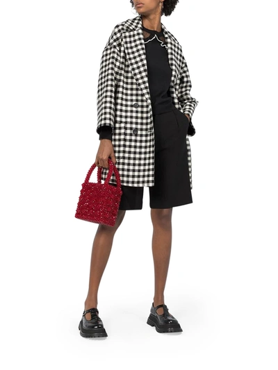 Shop Red Valentino Wool Vichy Oversize Coat In Black